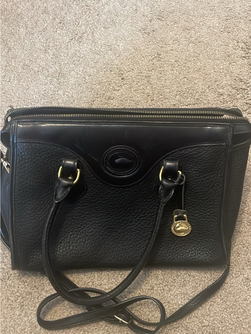 1990 Black leather Dooney & Bourke All-Weather Leather Crossbody satchel